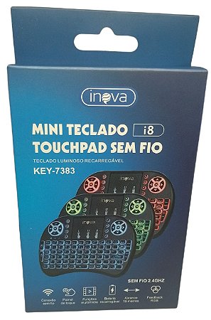 Mini Teclado Touchpad Wireless Recarregável Inova i8 Key 7383.