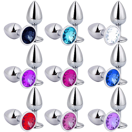 Plug Anal de Aço Inoxidável Cônico com Cristal Arredondado Tamanho P - Importado