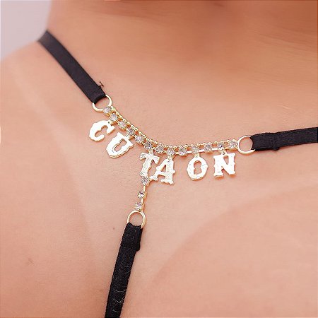 Calcinha com Frase e Strass - CU TA ON - Yaffa