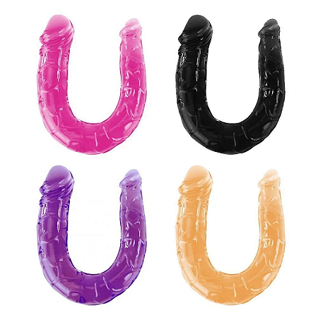 Prótese Peniana Dupla Boomerang com Veias e Glande - Diversão ao Cubo