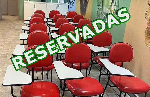 Lote de 60 Cadeiras Universitárias SEMINOVAS, Corino Vermelho