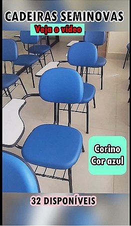 Cadeiras Universitárias SEMINOVAS Cor azul (CORINO) Base 7/8"