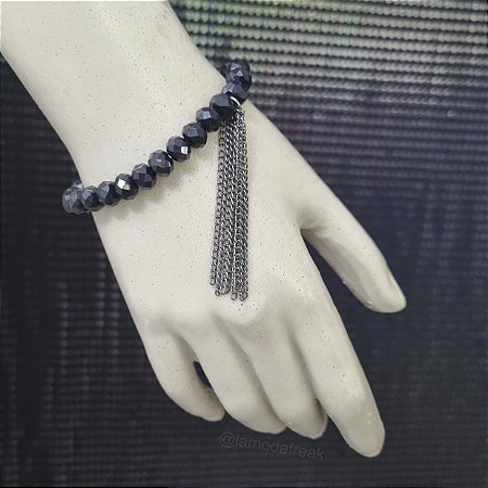 PULSEIRA BOLINHAS BRILHO CORRENTINHA GRAFITE - AC177