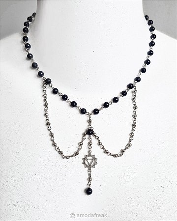 COLAR VISHUDDHA - PEDRA DA ESTRELA E PINGENTE CHAKRA LARÍNGEO - AC272