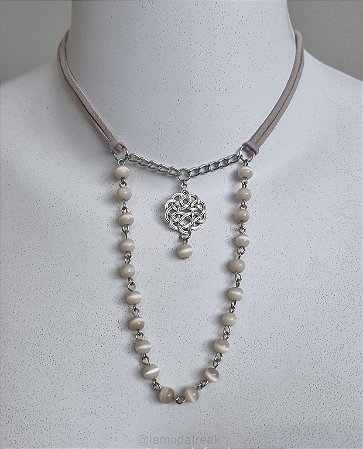CHOKER DARA - MURANO ROSÊ E PINGENTE CELTA - AC273