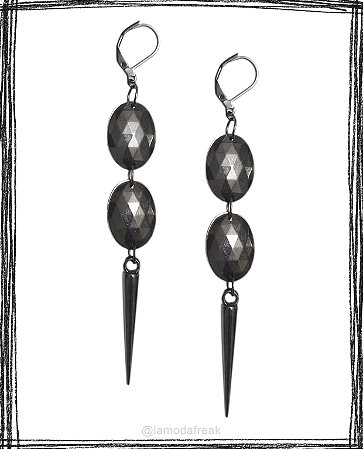 BRINCO GLAM SPIKE II - DOIS CHATONS E SPIKES GRAFITE - AC276