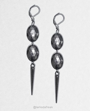 BRINCO GLAM SPIKE II - DOIS CHATONS E SPIKES GRAFITE - AC276