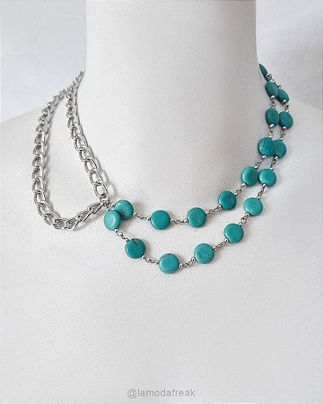 COLAR TURQUESA ASSIMÉTRICO - AC327