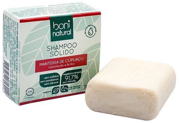 Boni Natural Shampoo Sólido Manteiga de Cupuaçu - Hidratação e Brilho 70g