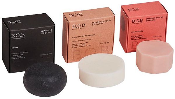 BOB Trio Detox e Hidratação - Shampoo Detox + Condicionador Hidratação Profunda + Máscara Hidratação