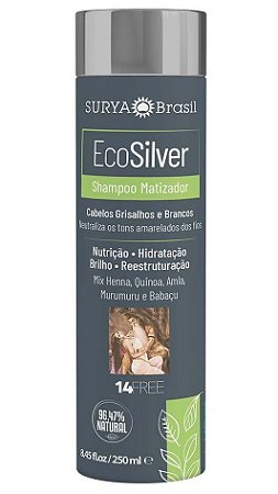 Surya Brasil EcoSilver Shampoo Matizador Cabelos Grisalhos e Brancos 250ml