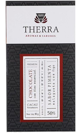 Therra Chocolate Gourmet 50% Sabor Pimenta Malagueta com Figo 80g