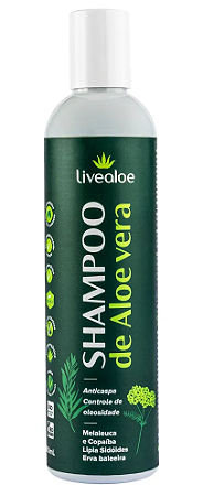 Livealoe Shampoo de Aloe Vera Anticaspa e Controle da Oleosidade