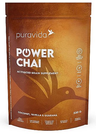 Puravida Power Chai - Suplemento Alimentar com Café, Guaraná e Vitaminas B, C e D 220g