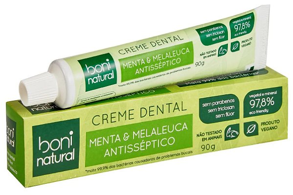 Boni Natural Creme Dental Menta e Melaleuca Antisséptico 90g