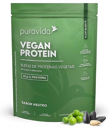 Puravida Vegan Protein - Blend de Proteínas Vegetais Sabor Neutro 450g