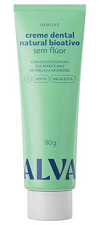 Alva Creme Dental Natural Bioativo Sem Flúor Immune 90g