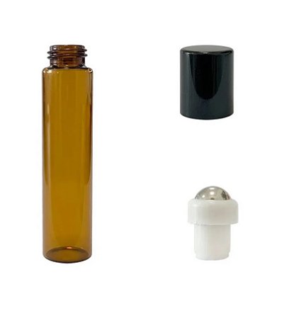 Frasco de Vidro Âmbar Roll-on 5ml c/ Tampa 1un