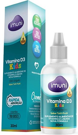 Imuni Vitamina D3 Kids 200UI - Suplemento Alimentar em Gotas 30ml