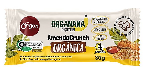 Organ Organana Protein - Bananinha Orgânica AmendoCrunch 30g