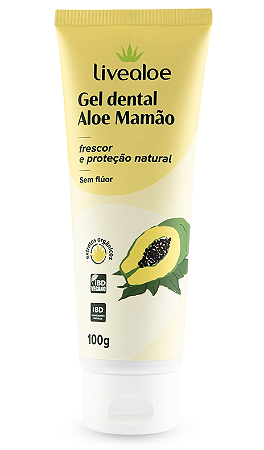 Livealoe Gel Dental Natural Aloe Mamão Sem Flúor 100g