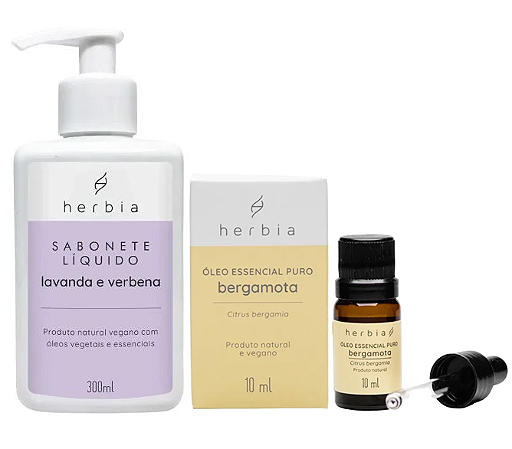 Herbia KIT Sabonete Líquido Lavanda e Verbena + Óleo Essencial de Bergamota