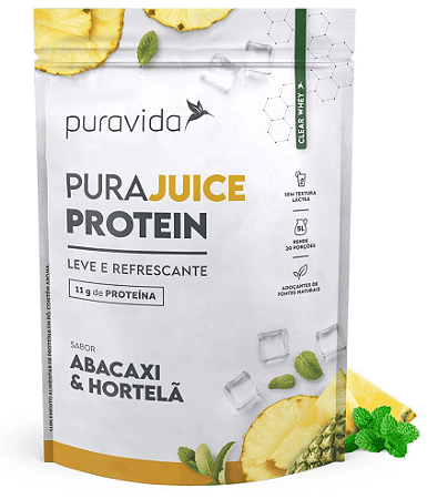 Puravida PuraJuice Protein Abacaxi e Hortelã - Suplemento Alimentar de Proteína em Pó