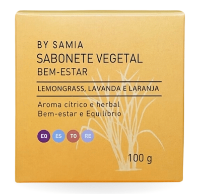 By Samia Bem-Estar Sabonete Vegetal em Barra com Lemongrass 100g