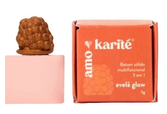 AmoKarité Batom Sólido Multifuncional 3 em 1 - Avelã Glow 5g