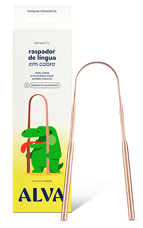 Alva Raspador de Língua Infantil - Higienizador Lingual de Cobre