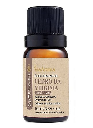 Via Aroma Óleo Essencial de Cedro da Virgínia Diluído 70% 10ml