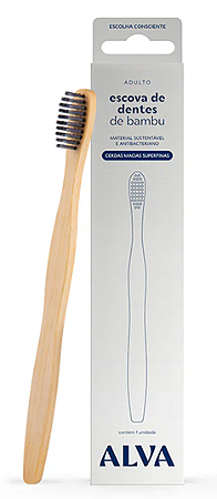 Alva Escova de Dentes de Bamboo Adulto Cerdas Macias SUPERFINAS 1un