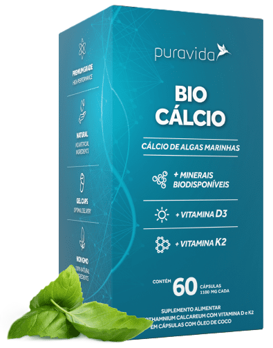 Puravida Bio Cálcio com Vitaminas D3 e K12 - Suplemento em Cápsulas - 60 caps