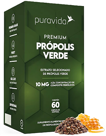 Puravida Própolis Verde Premium - Suplemento em Cápsulas - 60 caps