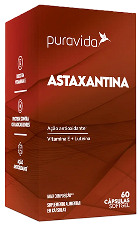 Puravida Astaxantina com Óleo de Coco e Luteína - Suplemento em Cápsulas - 60 caps