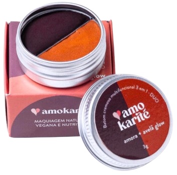 AmoKarité Batom Cremoso Multifuncional 3 em 1 - DUO Amora + Avelã Glow 3g