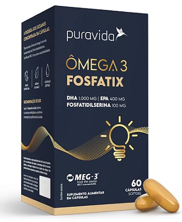 Puravida Ômega 3 Fosfatix - Suplemento em Cápsulas - 60 caps