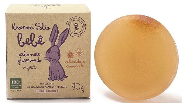 Reserva Folio Bebê Sabonete Glicerinado Vegetal Calêndula e Camomila 90g