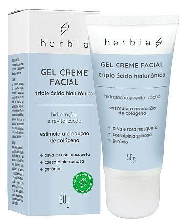 Herbia Gel Creme Facial Triplo Ácido Hialurônico 50g