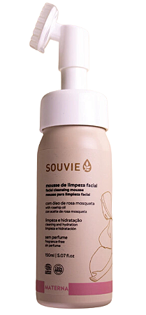 Souvie Materna Mousse de Limpeza Facial Orgânico com Rosa Mosqueta 150ml