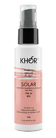 Khor Protetor Solar Facial Natural e Vegano FPS 35 - Com Cor #D1 60g