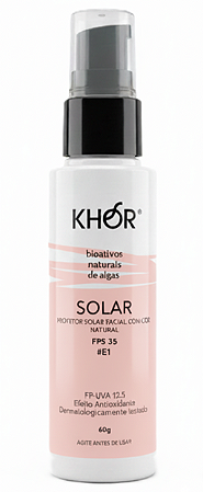 Khor Protetor Solar Facial Natural e Vegano FPS 35 - Com Cor #E1 60g
