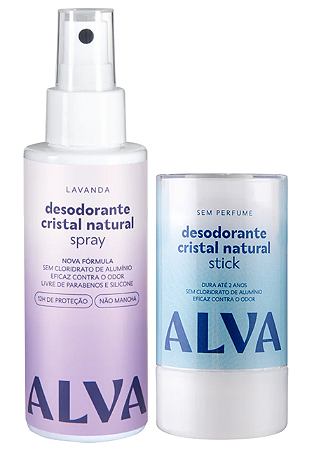 Alva KIT Desodorante Cristal 120g + Desodorante Spray Lavanda 120ml [CAIXA PROMO]