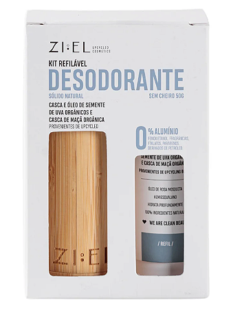 Ziel Kit Desodorante Sólido Natural Sem Cheiro + Suporte de Bambu