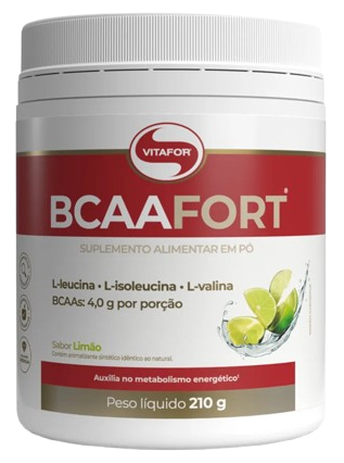 Vitafor BCAA Fort em Pó Sabor Limão - Leucina, Isoleucina e Valina 210g