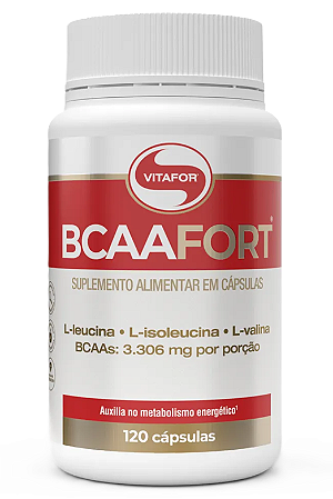 Vitafor BCAA Fort em Cápsulas Veganas - Leucina, Isoleucina e Valina - 120 caps