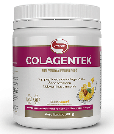 Vitafor Colagentek em Pó - Colágeno Hidrolisado Sabor Abacaxi 300g
