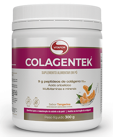 Vitafor Colagentek em Pó - Colágeno Hidrolisado Sabor Tangerina 300g