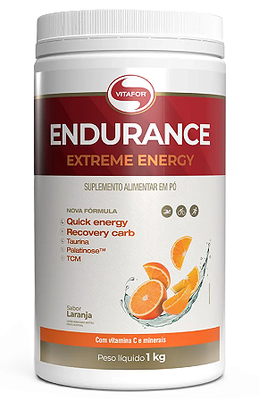 Vitafor Endurance Extreme Energy em Pó - Carboidratos e TCM Sabor Laranja 1kg