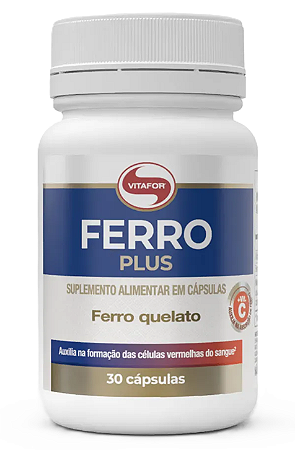 Vitafor Ferro Plus em Cápsulas Veganas - Ferro Quelato e Vitamina C - 30 caps